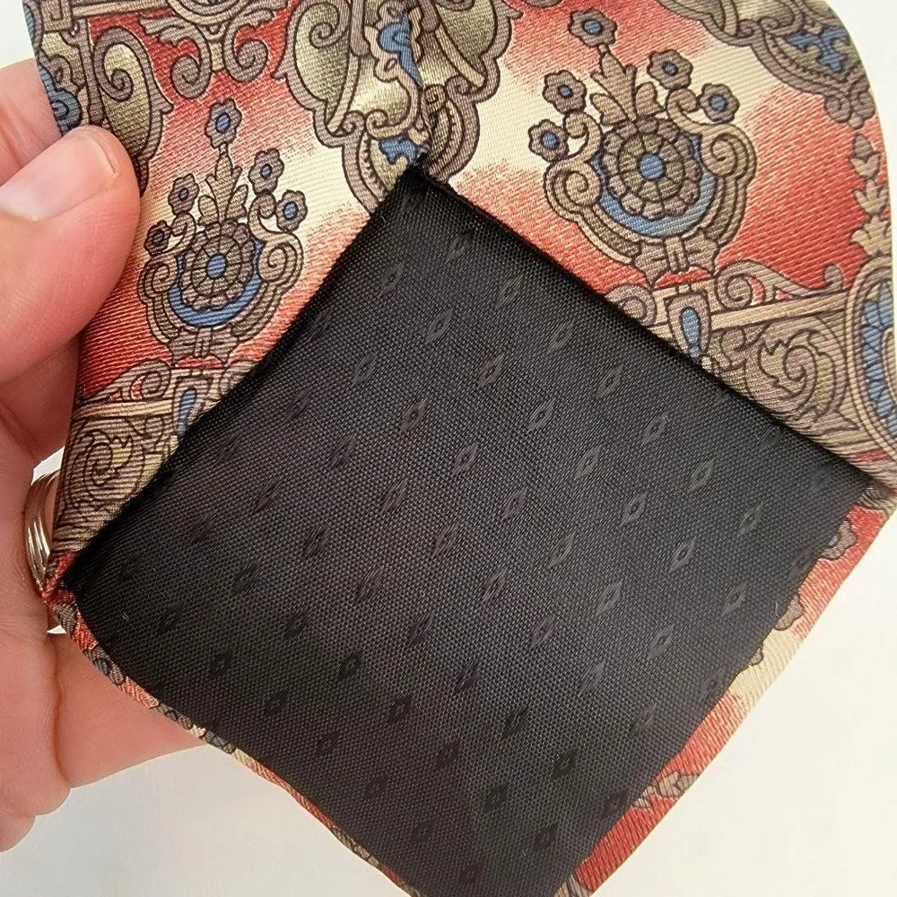 Vtg Oscar de la Renta Silk Tie Old World‎ Necktie Geometric Designer Silky USA